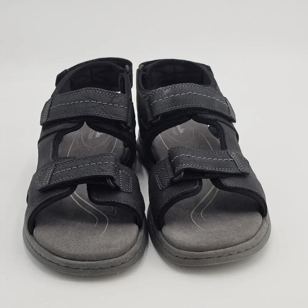 Mens Clarks Walkford Walk Sandals - Black Leather 10.5 W New NWT
